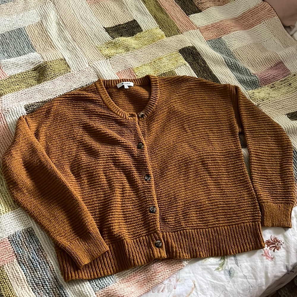 Madewell Cotton Burnt Orange Cardigan